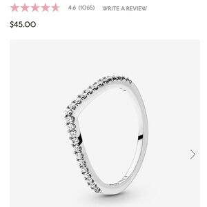 Pandora Sparkling Wishbone Ring